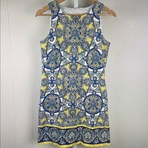 Elegant Blue and Yellow Patterned Dress